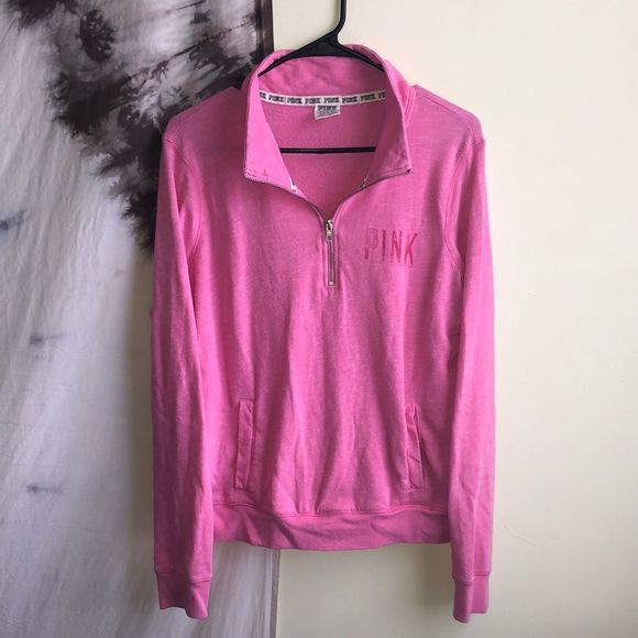 Victoria Secret Pink Quarter Zip Pullover Sweater Y2K - Picture 1 of 6